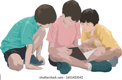 Reading Together on illustration graphic vector