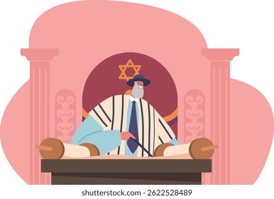 Reading Torah at mitzvah ceremony