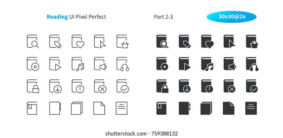 Reading UI Pixel Perfect Well-crafted Vector Thin Line And Solid Icons 30 2x Grid for Web Graphics and Apps. Simple Minimal Pictogram Part 2-3