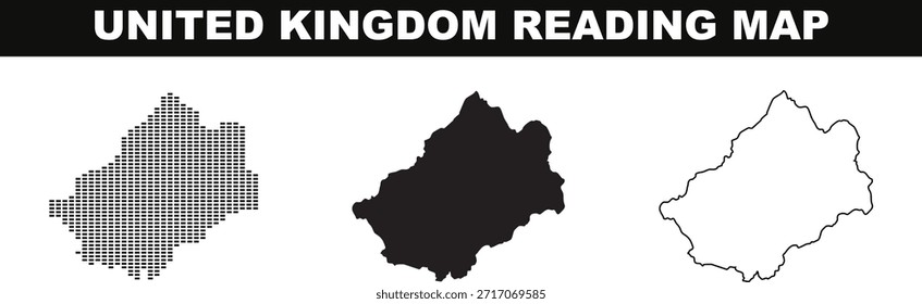 Leitura UK mapa ilustrações em pontos sólidos e estilos de contorno para informações geográficas Reino Unido