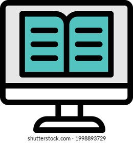 reading vector colour line icon