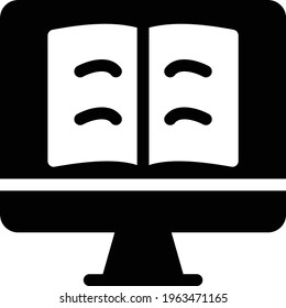 reading vector glyph flat icon