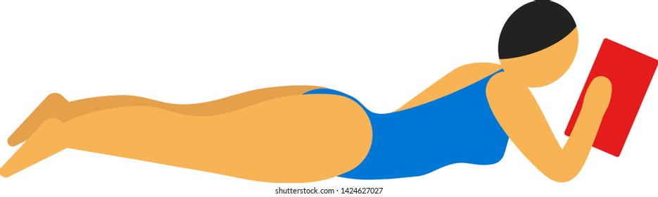 Reading woman in swimsuit flat illustration design