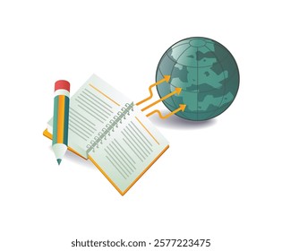 Reading world information books concept illustration