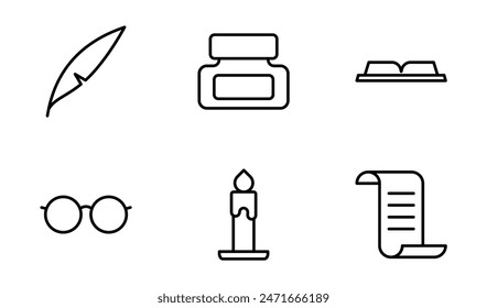 Reading and writing icon symbol vector template collection
