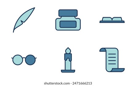 Reading and writing icon symbol vector template collection