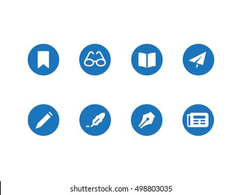 Reading and Writing vector icons, symbols, set