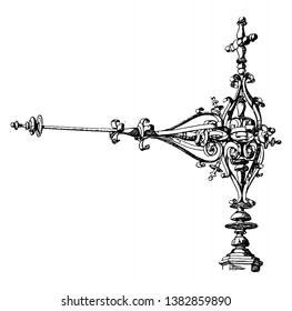 Reading-Desk Bracket is an Italian Renaissance design, furnished bracket lamps, benefit of the wholesale, vintage line drawing or engraving illustration.