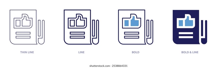 Reads like icon in 4 different styles. Thin Line, Line, Bold, and Bold Line. Duotone style. Editable stroke.