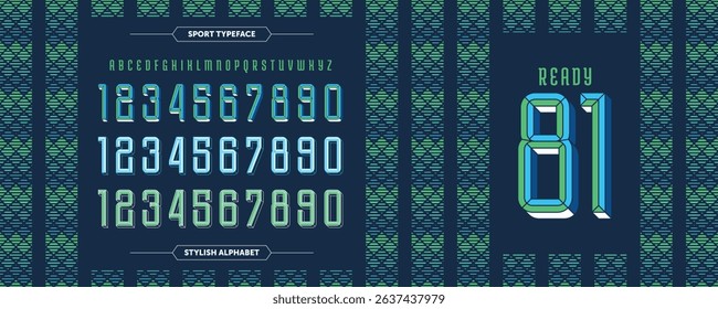 Ready 81: Classic dark blue and green football t-shirt design. Features a template for numbers and characters, perfect for club or national team kits. A standout soccer jersey vector illustration.