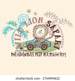 Ready for adventure lion vector character illustration