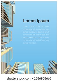 Ready background for cover, booklet. City in perspective. Skyscrapers going up. Vector background.