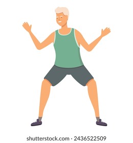 Ready for ball icon cartoon vector. Senior person play basketball. Happy workout