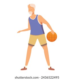 Ready basketball play icon cartoon vector. Workout athlete person. Senior man sportsman