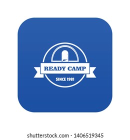 Ready camp icon blue vector isolated on white background