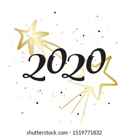 Ready design of a New Year's postcard or poster. Vector illustration. New Year's and Christmas. Winter, stars and snow. 2020.