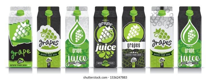 Ready design vector grape juice, fruit package set