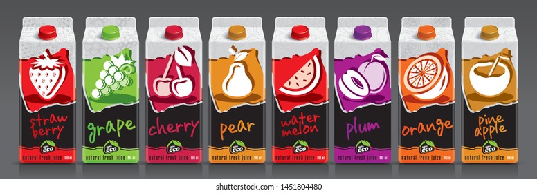 Ready design vector juice, fruit package set