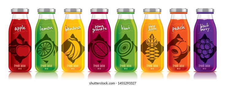 Ready design vector juice, fruit bottle set