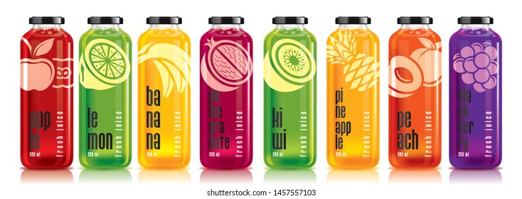 Ready design vector juice, fruit bottle set