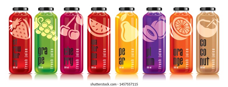 Ready design vector juice, fruit bottle set