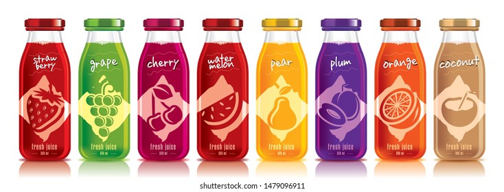Ready design vector juice, fruit bottle set