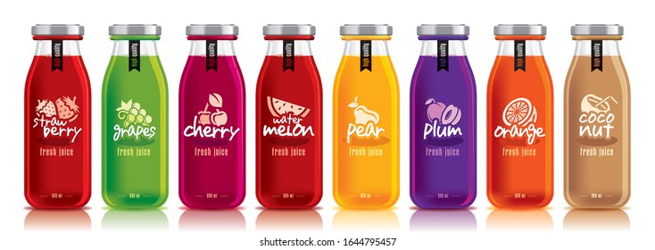 Ready design vector juice, fruit glass bottle set