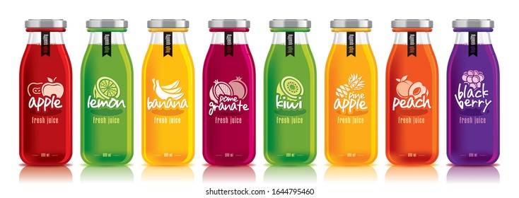 Ready design vector juice, fruit glass bottle set
