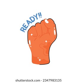 Ready doodle vector outline Sticker. EPS 10 file