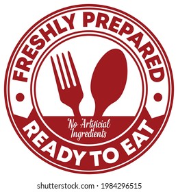 Ready To Eat. Freshly Prepared. Vector Icon.