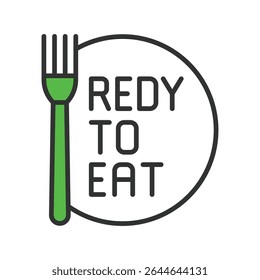 Ready to eat, icon in line design green. Ready-to-eat, food, meal, packaging, instant, fresh, convenient on white background vector. Ready to eat, editable stroke icon