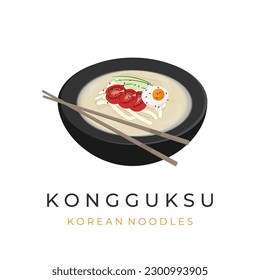 Ready to Eat Korean Kongguksu Noodles vector illustration logo