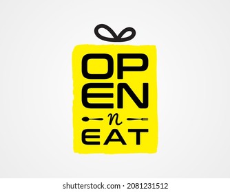 Ready to eat meal logo, Open n Eat, food pack logo