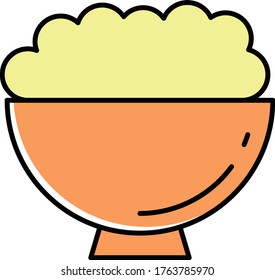 Ready to Eat Popcorn Bucket Bowl Concept Vector Color Icon Design, Foodie and gourmet Symbol on white background