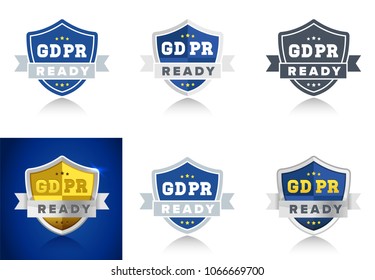 Ready for GDPR General Data Protection Regulation in EU - set of badges for internet business