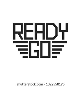 Ready go text video game phrase logo