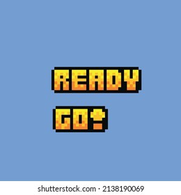 ready and go text for video game in pixel style