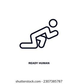 ready human icon. Thin line ready human icon from feeling and reaction collection. Outline vector isolated on white background. Editable ready human symbol can be used web and mobile
