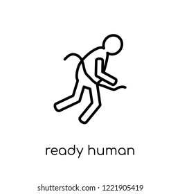 ready human icon. Trendy modern flat linear vector ready human icon on white background from thin line Feelings collection, editable outline stroke vector illustration