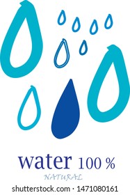 Ready label design. Water drop print. Design for print, fabric, card, logo.
