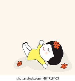 I Am Ready For The Leaves To Fall Character Paper Note illustration
