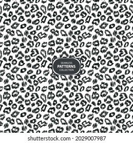 ready leopard pattern background Hand drawn fashionable wild animal cheetah skin black white texture for fashion print design, banner, cover, wallpaper. Vector illustration stock illustration