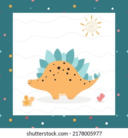 Ready made dinosaur poster, cute dinosaur vector, cute dinosaur illustration,dinosaur print, dino