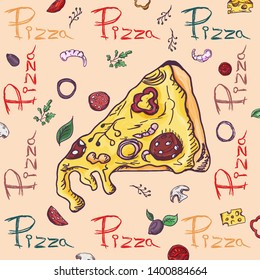 ready made layout of the box for food packaging pizza design in the style of contour drawing depicting the products used for cooking vector EPS10