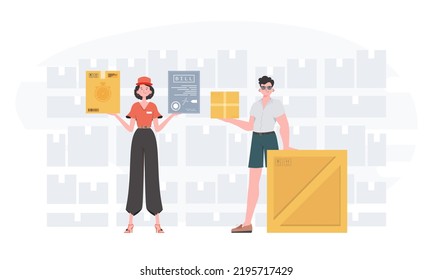 Ready made poster on the theme of delivery. Delivery team. Trendy flat style. Vector.