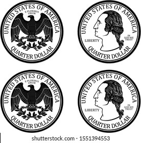 Ready minted high quality Quarter Dollar Coin vector