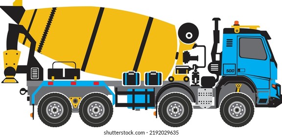 Ready Mix Concrete Truck flat cab vector