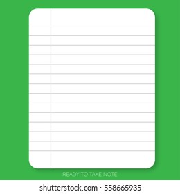 READY TO NOTE
Line repeatedly printed on the white plain paper with green background is ready for people who would like take note and use it as digital paper.