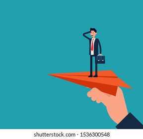 Ready to overcome obstacles, Ready to fly concept, Happy cartoon vector illustration design.
