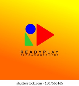 Ready Play Logo Design. Mathematical Geometric Style